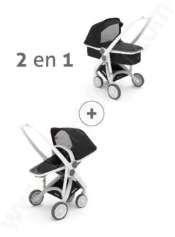 Poussette Upp 2 En 1 Châssis Blanc -Bébés Produits Magasin abcd white black poussette upp 2 en 1 chassis blanc kit couleur noir greentom bambinou 1