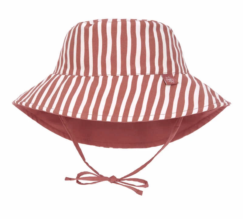 Lassig Chapeau Anti-UV Réversible Rayé Rouge