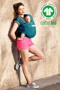 Écharpe De Portage Basic Bio -Bébés Produits Magasin echarpe portage basic bio bleu retro love radius bambinou ambiance