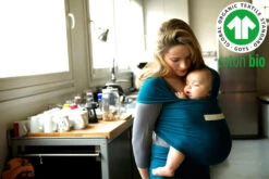 Écharpe De Portage Basic Bio -Bébés Produits Magasin echarpe portage basic bio bleu retro love radius bambinou utilisation