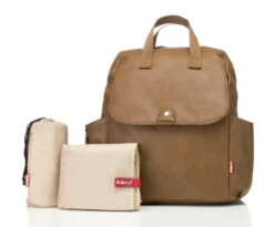 Sac à Dos à Langer Robyn En Cuir Vegan Caramel -Bébés Produits Magasin sac dos langer robyn cuir began caramel babymel bambinou accessoires