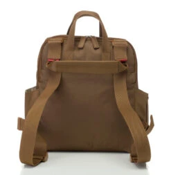 Sac à Dos à Langer Robyn En Cuir Vegan Caramel -Bébés Produits Magasin sac dos langer robyn cuir began caramel babymel bambinou bretelles
