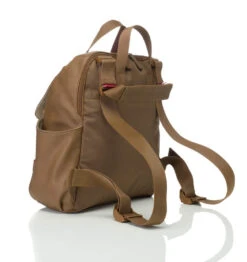 Sac à Dos à Langer Robyn En Cuir Vegan Caramel -Bébés Produits Magasin sac dos langer robyn cuir began caramel babymel bambinou lateral