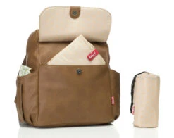 Sac à Dos à Langer Robyn En Cuir Vegan Caramel -Bébés Produits Magasin sac dos langer robyn cuir began caramel babymel bambinou poche