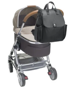 Sac à Dos à Langer Robyn En Cuir Vegan Noir -Bébés Produits Magasin sac dos langer robyn noir cuir vegan babymel bambinou poussette